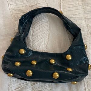 Zara Black and Gold Accent Shoulder Bag